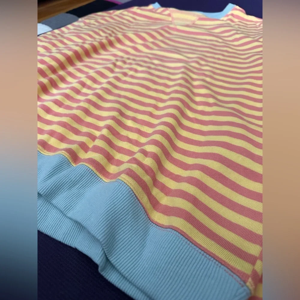 We the Free FP Classic Striped Oversized Crewneck Yellow and Pink NWOT Small - Picture 5 of 8